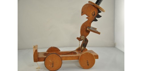 Vintage Primitive Canadian Wood Bird Pull Toy
